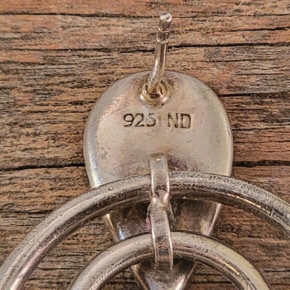 Vintage Sterling Onyx Double Hoop Earrings - Picture 7 of 7